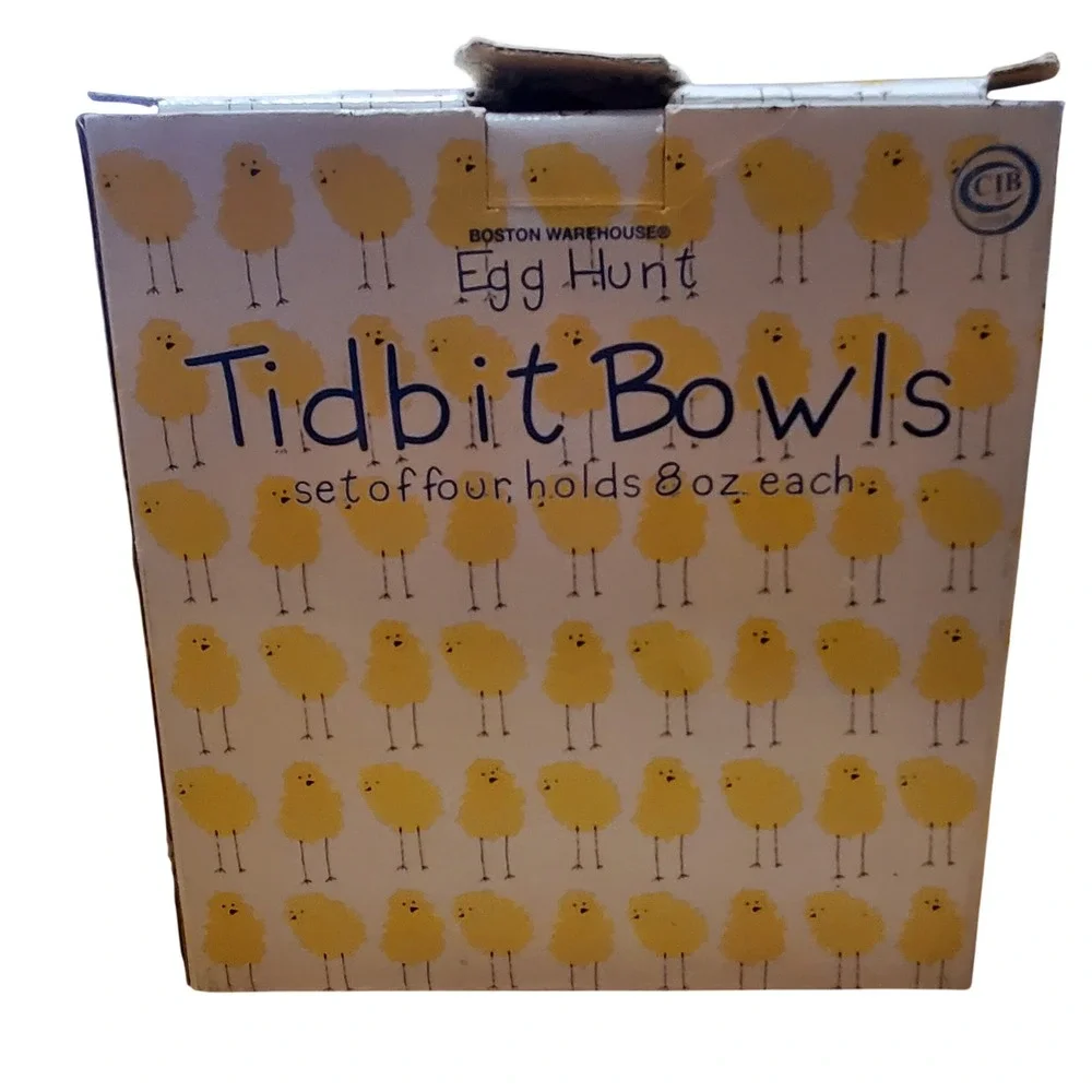 Boston Warehouse Egg Hunt Tidbit Bowls Set of Four Easter‎ Spring Chickens